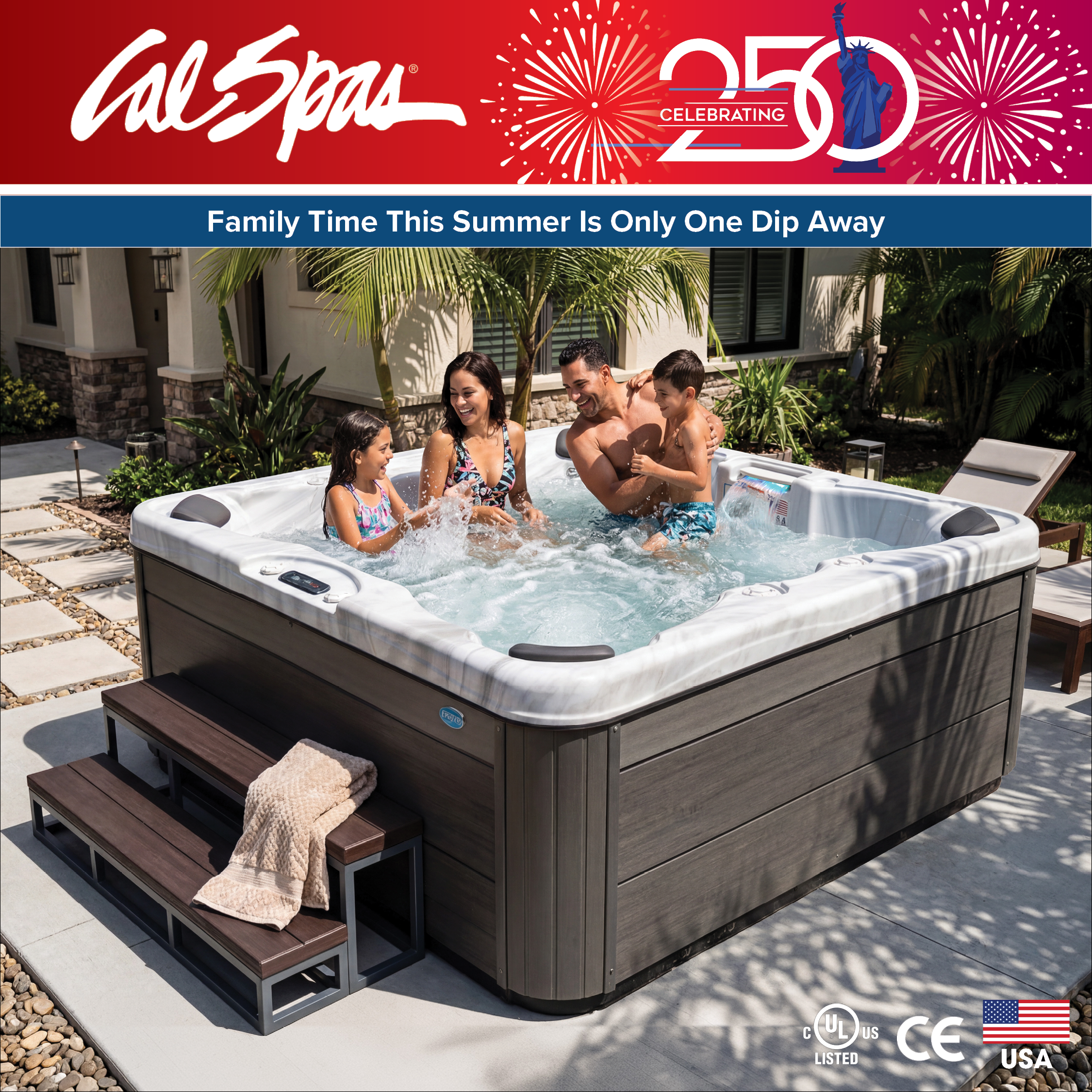 Calspas hot tub being used in a family setting - New Orleans